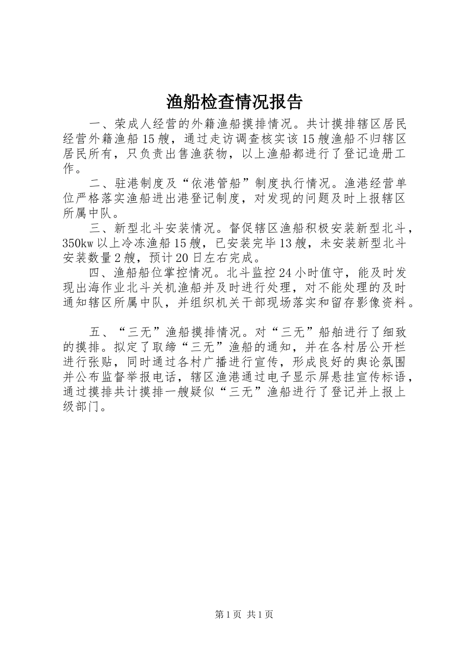 渔船检查情况报告_第1页