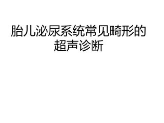 胎儿泌尿系统超声
