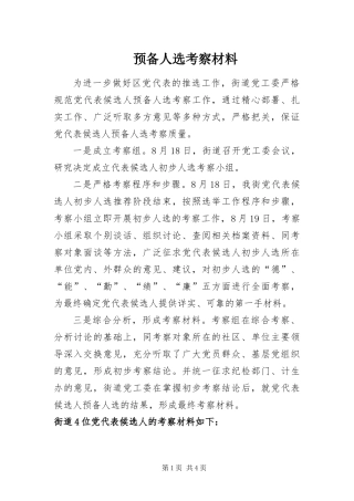 预备人选考察材料