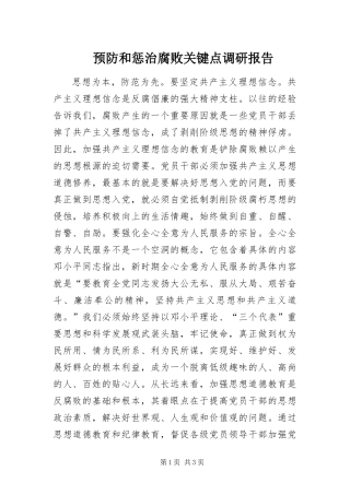 预防和惩治腐败关键点调研报告
