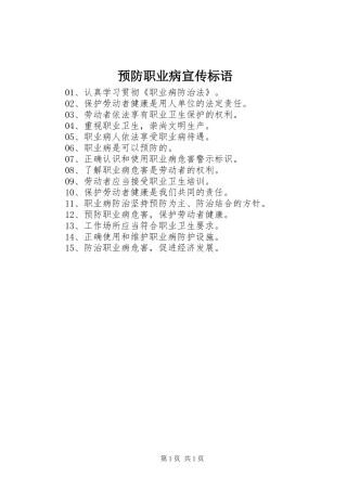 预防职业病宣传标语