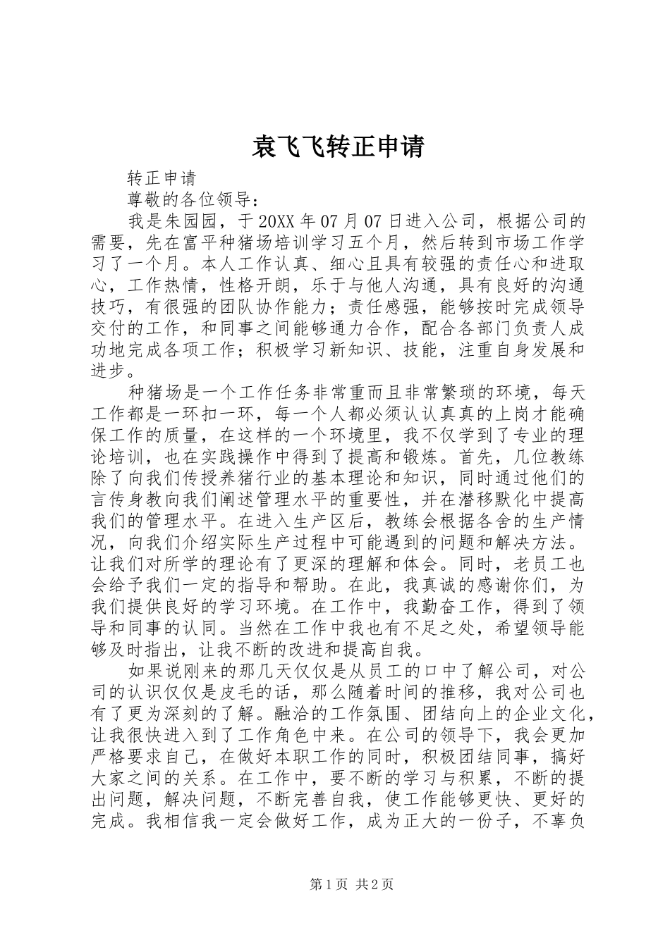 袁飞飞转正申请_第1页