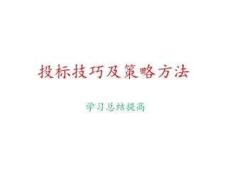 投标技巧及策略方案