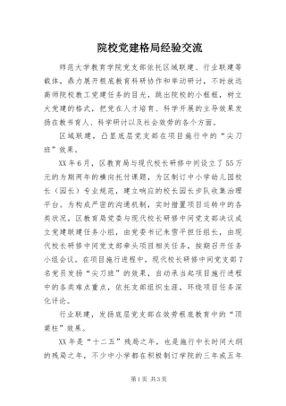 院校党建格局经验交流