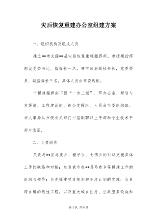 灾后恢复重建办公室组建方案