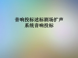 音响投标述标剧场扩声系统音响投标