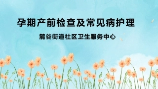 孕妇学校孕期常见病护理及产前检查