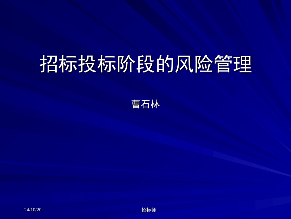 招标师招标投标阶段风险管理_第1页