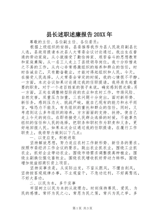 县长述职述廉报告新版