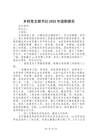 乡村党支部书记述职报告