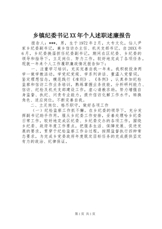 乡镇纪委书记个人述职述廉报告新版