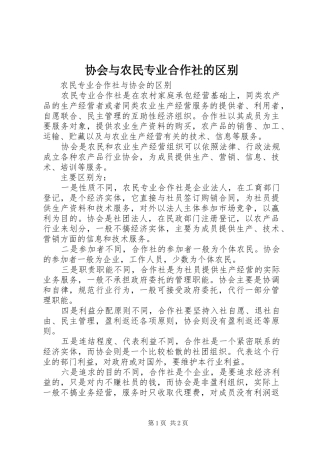 协会与农民专业合作社的区别