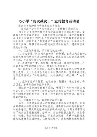 心小学防灾减灾日宣传教育活动总