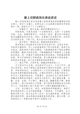 新上任财政局长表态致辞