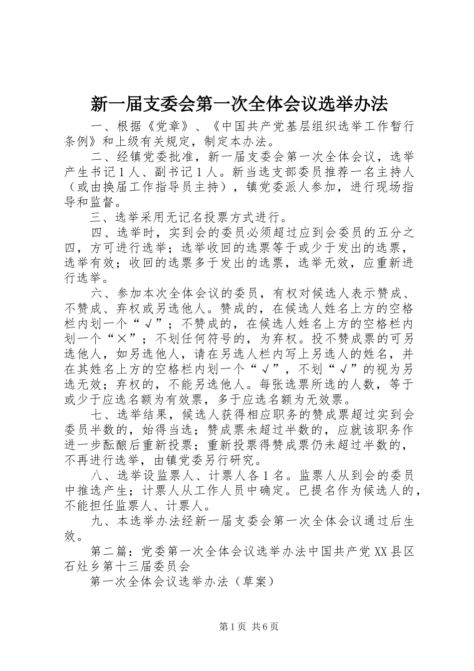 新一届支委会第一次全体会议选举办法_第1页
