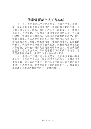 信息调研部个人工作总结