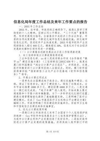 信息化局年度工作总结及来年工作要点的报告