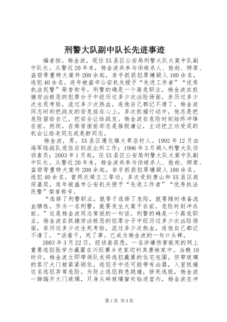 刑警大队副中队长先进事迹