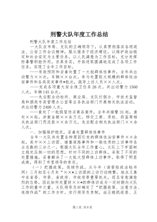 刑警大队年度工作总结