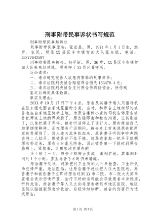 刑事附带民事诉状书写规范