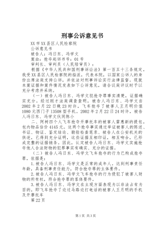 刑事公诉意见书