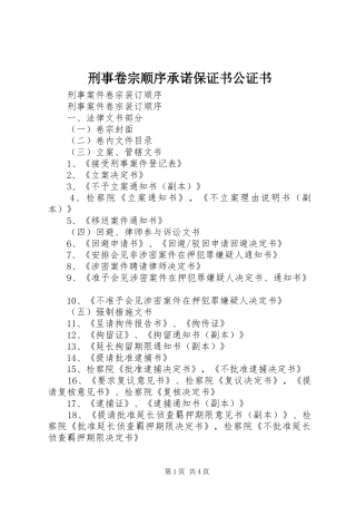 刑事卷宗顺序承诺保证书公证书
