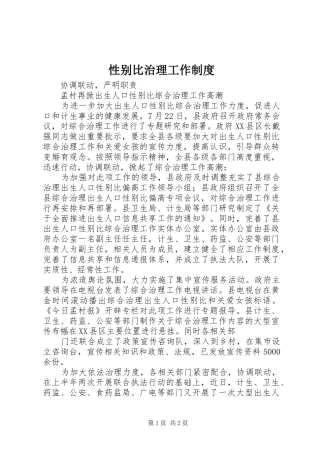 性别比治理工作制度