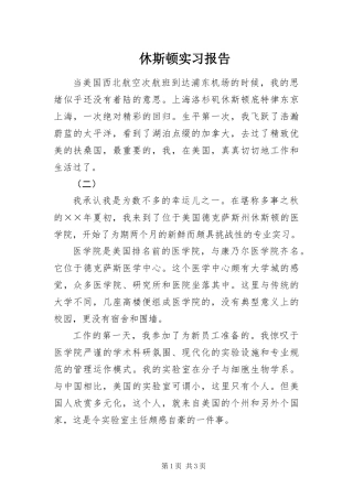 休斯顿实习报告