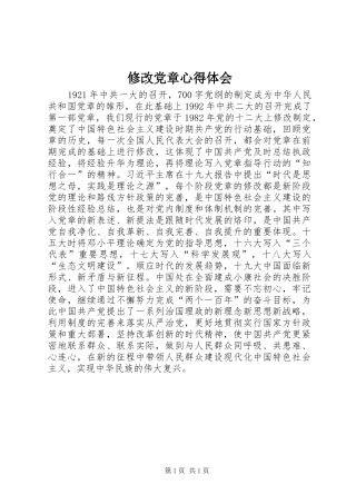 修改党章心得体会