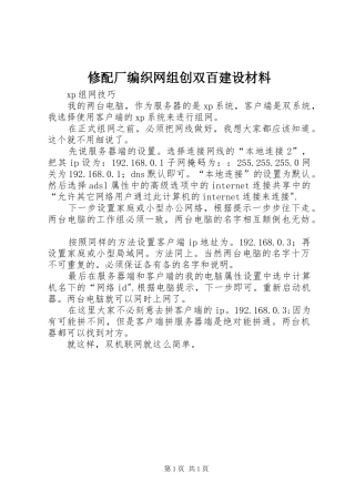修配厂编织网组创双百建设材料