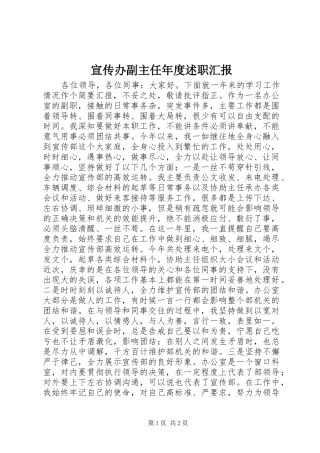 宣传办副主任年度述职汇报