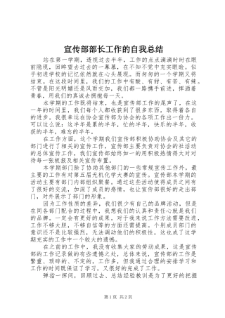 宣传部部长工作的自我总结