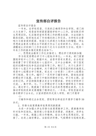 宣传部自评报告