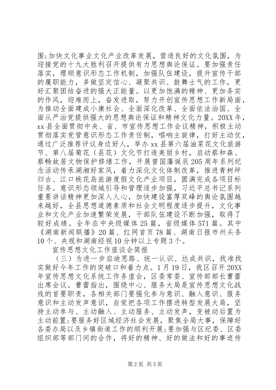 宣传思想文化工作座谈会简报_第2页