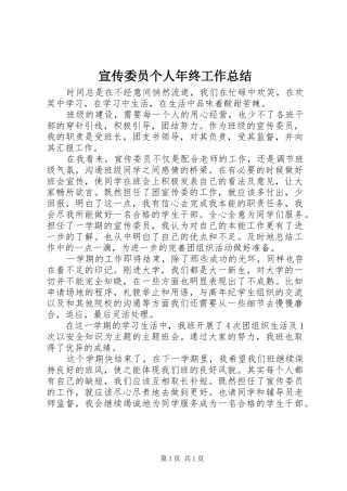 宣传委员个人年终工作总结