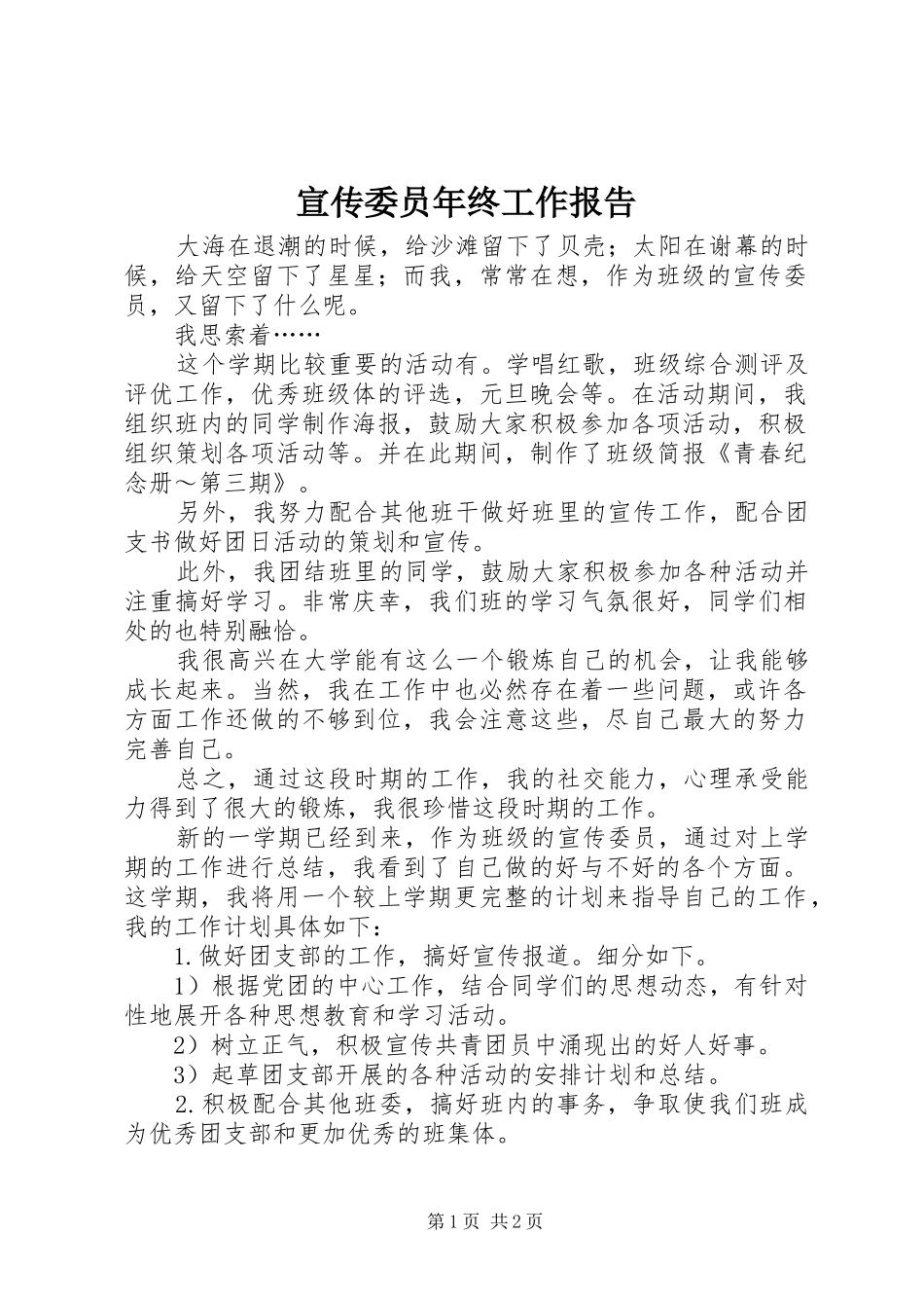 宣传委员年终工作报告_第1页