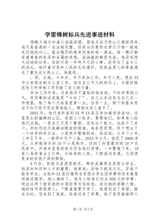 学雷锋树标兵先进事迹材料