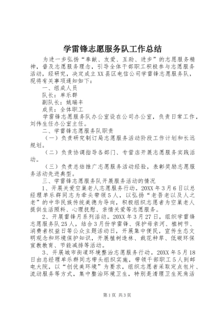 学雷锋志愿服务队工作总结