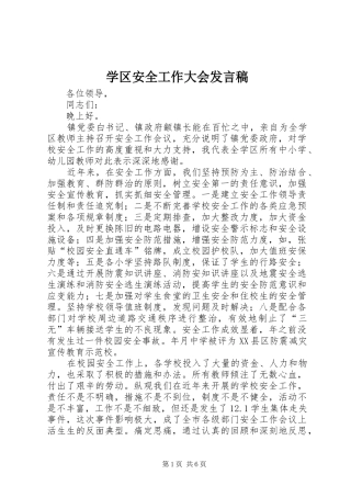 学区安全工作大会讲话稿