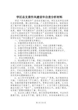 学区总支委作风建设年自查分析材料