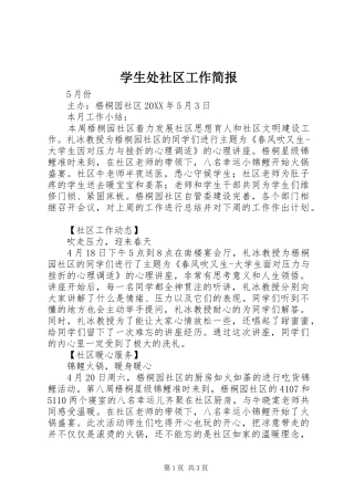 学生处社区工作简报