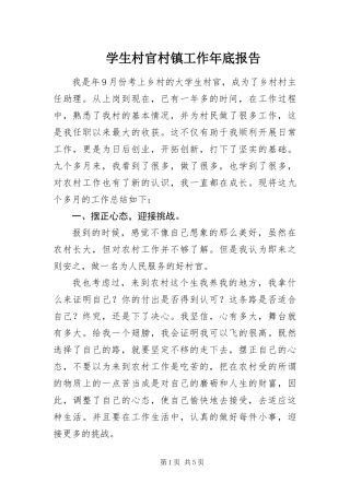 学生村官村镇工作年底报告
