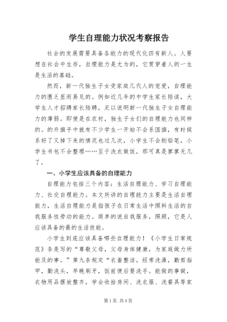 学生自理能力状况考察报告
