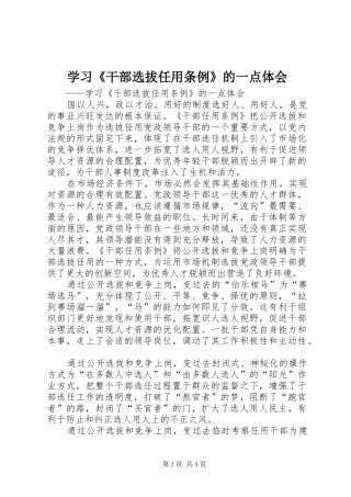学习干部选拔任用条例的一点体会