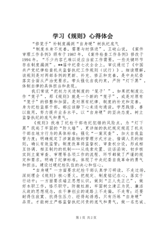 学习规则心得体会