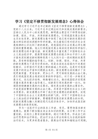 学习坚定不移贯彻新发展理念心得体会
