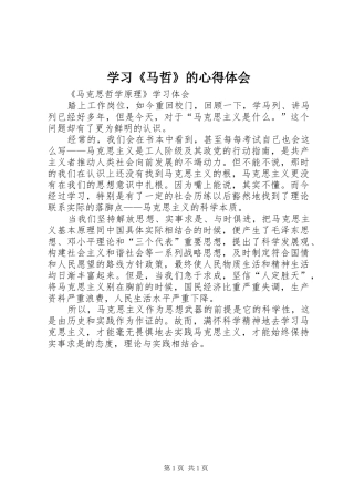 学习马哲的心得体会