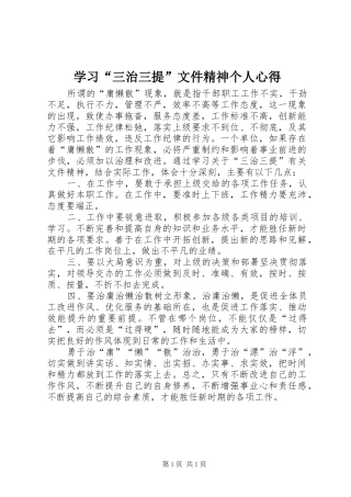 学习三治三提文件精神个人心得