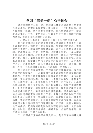 学习三抓一促心得体会