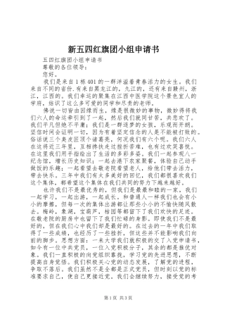 新五四红旗团小组申请书